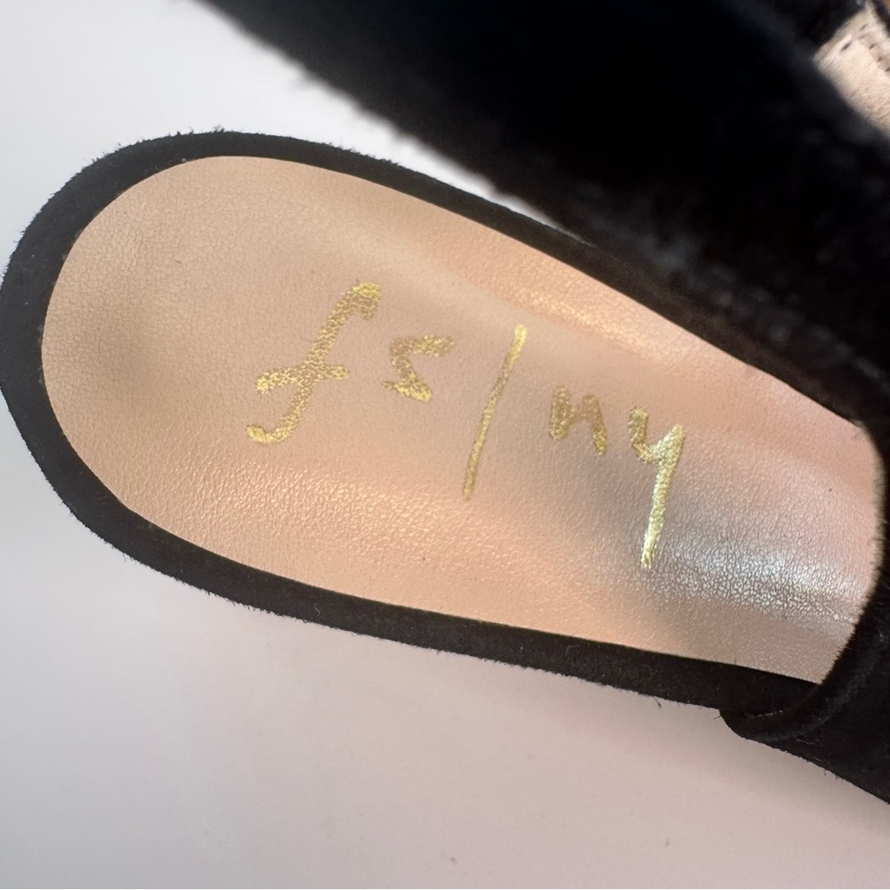 French Sole FS/NY Suede Black Slingback Cork Wedge Heels Size 10 - Picture 5 of 10